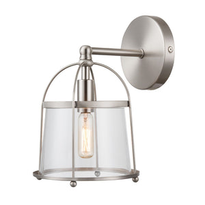 Atlas Merrick 1-Light Wall Sconce - Elegant Clear Glass Shade & Arching Metalwork for Timeless Style Satin Nickel 7'' WL11373-NK