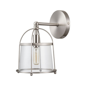 Atlas Merrick 1-Light Wall Sconce - Elegant Clear Glass Shade & Arching Metalwork for Timeless Style Satin Nickel 7'' WL11373-NK