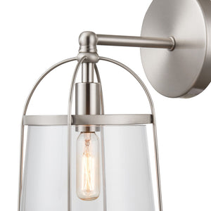 Atlas Merrick 1-Light Wall Sconce - Elegant Clear Glass Shade & Arching Metalwork for Timeless Style Satin Nickel 7'' WL11373-NK