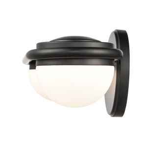 Atlas Nelly Art Deco 2-Light Vanity Fixture – Elegant Black Metal with Opal Glass Shades for Modern Spaces Matte Black 14'' WL11376-BK
