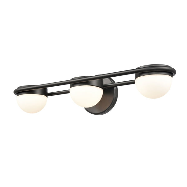 Atlas Nelly Art Deco 2-Light Vanity Fixture – Elegant Black Metal with Opal Glass Shades for Modern Spaces Matte Black 22'' WL11377-BK