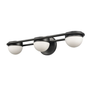 Atlas Nelly Art Deco 2-Light Vanity Fixture – Elegant Black Metal with Opal Glass Shades for Modern Spaces Matte Black 22'' WL11377-BK