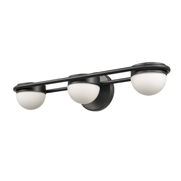 Atlas Nelly Art Deco 2-Light Vanity Fixture – Elegant Black Metal with Opal Glass Shades for Modern Spaces Matte Black 22'' WL11377-BK