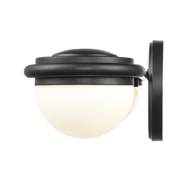 Atlas Nelly Art Deco 2-Light Vanity Fixture – Elegant Black Metal with Opal Glass Shades for Modern Spaces Matte Black 22'' WL11377-BK