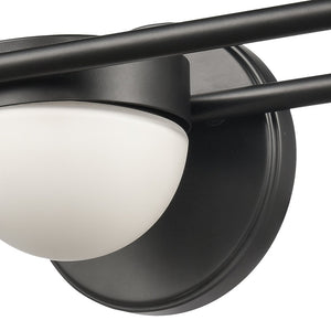 Atlas Nelly Art Deco 2-Light Vanity Fixture – Elegant Black Metal with Opal Glass Shades for Modern Spaces Matte Black 22'' WL11377-BK