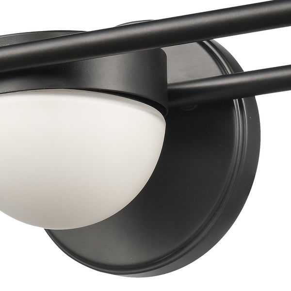Atlas Nelly Art Deco 2-Light Vanity Fixture – Elegant Black Metal with Opal Glass Shades for Modern Spaces Matte Black 22'' WL11377-BK