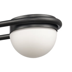 Atlas Nelly Art Deco 2-Light Vanity Fixture – Elegant Black Metal with Opal Glass Shades for Modern Spaces Matte Black 22'' WL11377-BK
