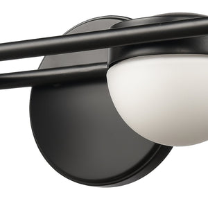 Atlas Nelly Art Deco 2-Light Vanity Fixture – Elegant Black Metal with Opal Glass Shades for Modern Spaces Matte Black 31'' WL11378-BK