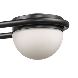 Atlas Nelly Art Deco 2-Light Vanity Fixture – Elegant Black Metal with Opal Glass Shades for Modern Spaces Matte Black 31'' WL11378-BK