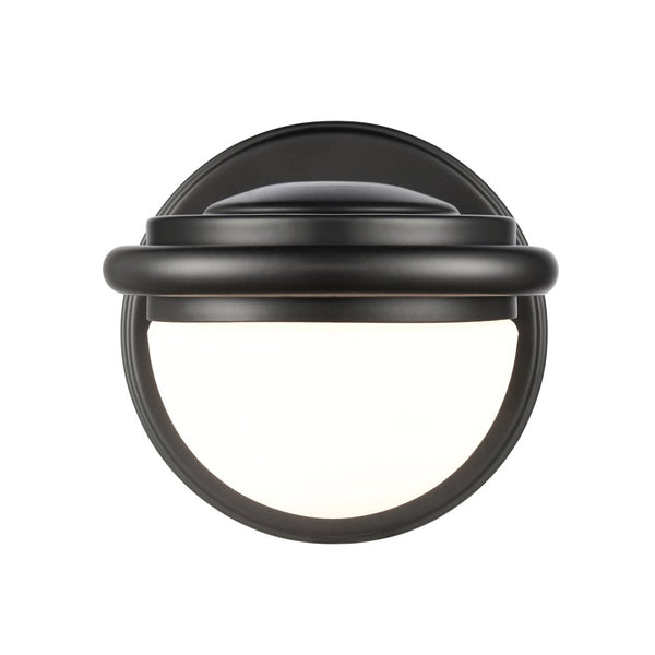Atlas Nelly Art Deco 2-Light Vanity Fixture – Elegant Black Metal with Opal Glass Shades for Modern Spaces Matte Black 5'' WL11379-BK