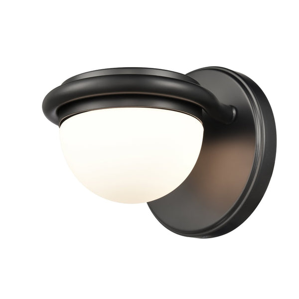 Atlas Nelly Art Deco 2-Light Vanity Fixture – Elegant Black Metal with Opal Glass Shades for Modern Spaces Matte Black 5'' WL11379-BK