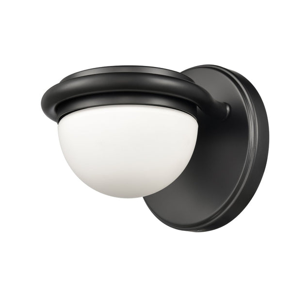 Atlas Nelly Art Deco 2-Light Vanity Fixture – Elegant Black Metal with Opal Glass Shades for Modern Spaces Matte Black 5'' WL11379-BK