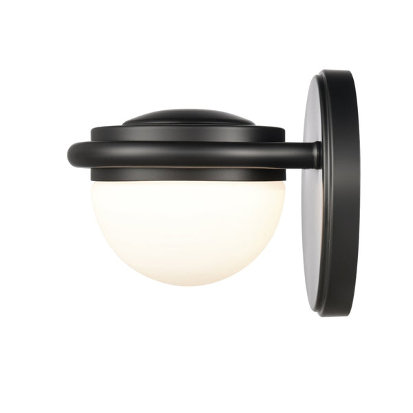 Atlas Nelly Art Deco 2-Light Vanity Fixture – Elegant Black Metal with Opal Glass Shades for Modern Spaces Matte Black 5'' WL11379-BK