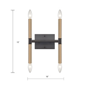 Atlas Notre Dame 4-Light Wall Sconce - Elegant Two-Tone Metal Design for Modern Ambiance in Any Space Oil Rubbed Bronze and Gold 10'' WL11380-BZ