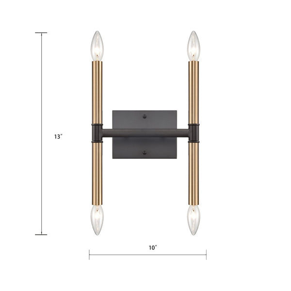 Atlas Notre Dame 4-Light Wall Sconce - Elegant Two-Tone Metal Design for Modern Ambiance in Any Space Oil Rubbed Bronze and Gold 10'' WL11380-BZ