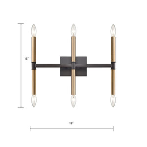 Atlas Notre Dame 4-Light Wall Sconce - Elegant Two-Tone Metal Design for Modern Ambiance in Any Space Oil Rubbed Bronze and Gold 19'' WL11381-BZ