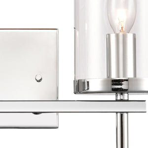 Atlas Oakland 2-Light Vanity Fixture with Modern Torch-Style Design and Cylindrical Glass Shades for Elegance Chrome 13.5'' WL11383-CH