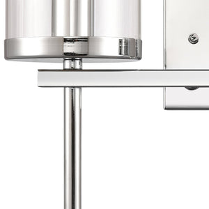 Atlas Oakland 2-Light Vanity Fixture with Modern Torch-Style Design and Cylindrical Glass Shades for Elegance Chrome 13.5'' WL11383-CH