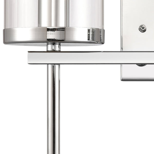 Atlas Oakland 2-Light Vanity Fixture with Modern Torch-Style Design and Cylindrical Glass Shades for Elegance Chrome 13.5'' WL11383-CH