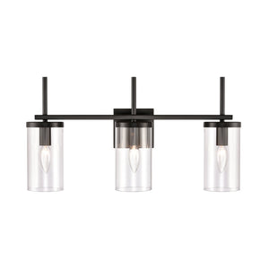 Atlas Oakland 2-Light Vanity Fixture with Modern Torch-Style Design and Cylindrical Glass Shades for Elegance Black 23'' WL11384-BK
