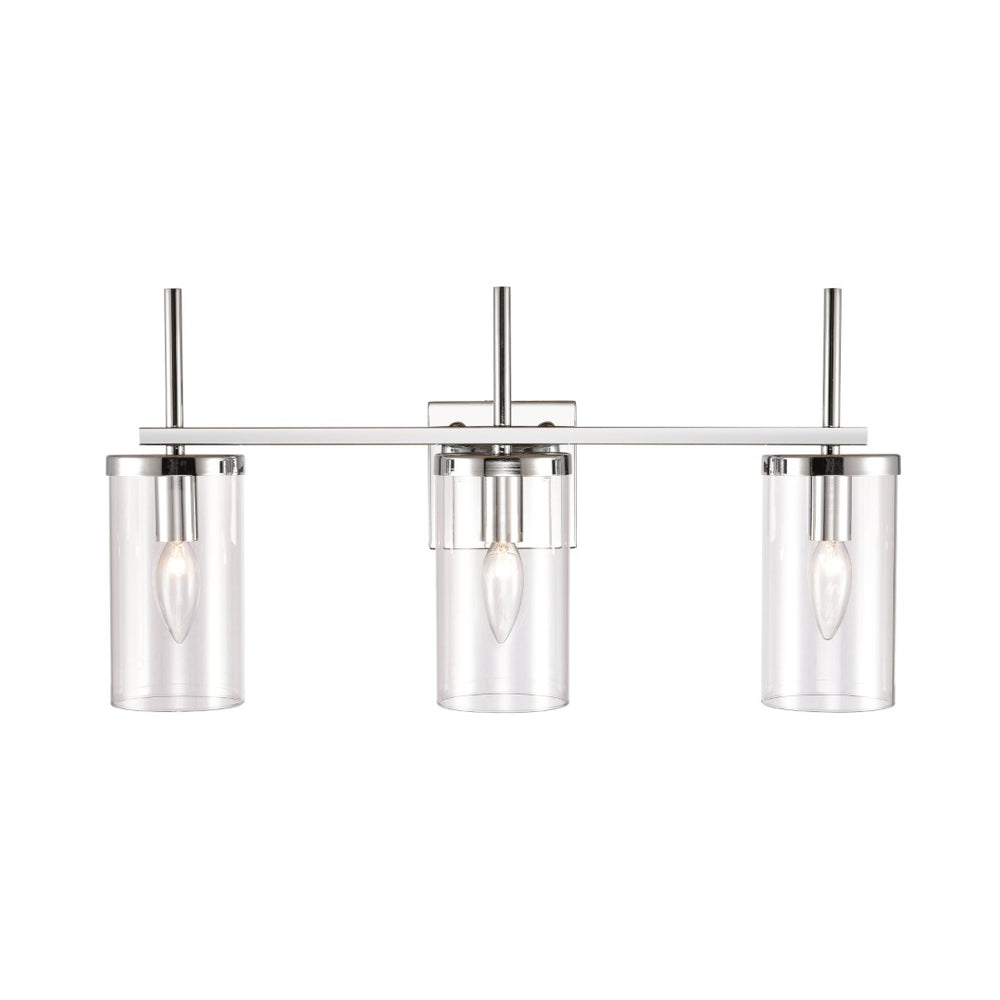 Atlas Oakland 2-Light Vanity Fixture with Modern Torch-Style Design and Cylindrical Glass Shades for Elegance Chrome 23'' WL11384-CH