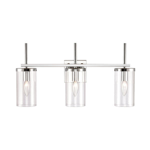 Atlas Oakland 2-Light Vanity Fixture with Modern Torch-Style Design and Cylindrical Glass Shades for Elegance Chrome 23'' WL11384-CH