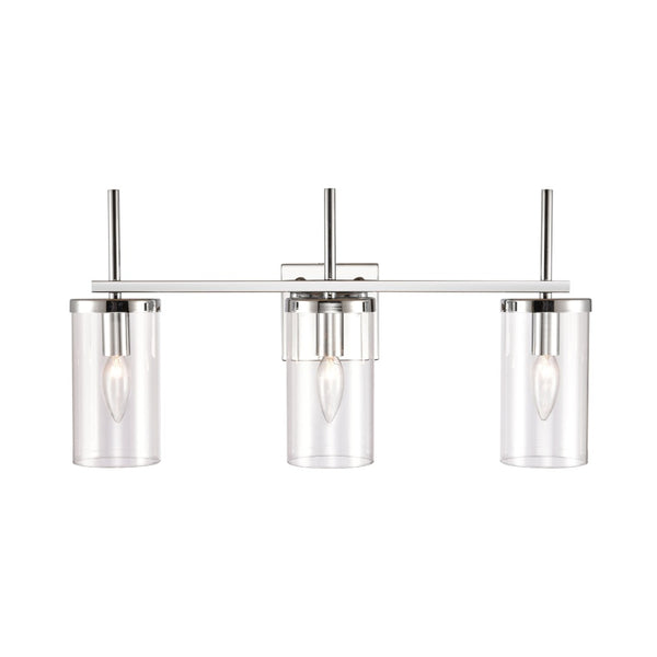 Atlas Oakland 2-Light Vanity Fixture with Modern Torch-Style Design and Cylindrical Glass Shades for Elegance Chrome 23'' WL11384-CH