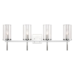 Atlas Oakland 2-Light Vanity Fixture with Modern Torch-Style Design and Cylindrical Glass Shades for Elegance Chrome 32.5'' WL11385-CH