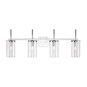 Atlas Oakland 2-Light Vanity Fixture with Modern Torch-Style Design and Cylindrical Glass Shades for Elegance Chrome 32.5'' WL11385-CH