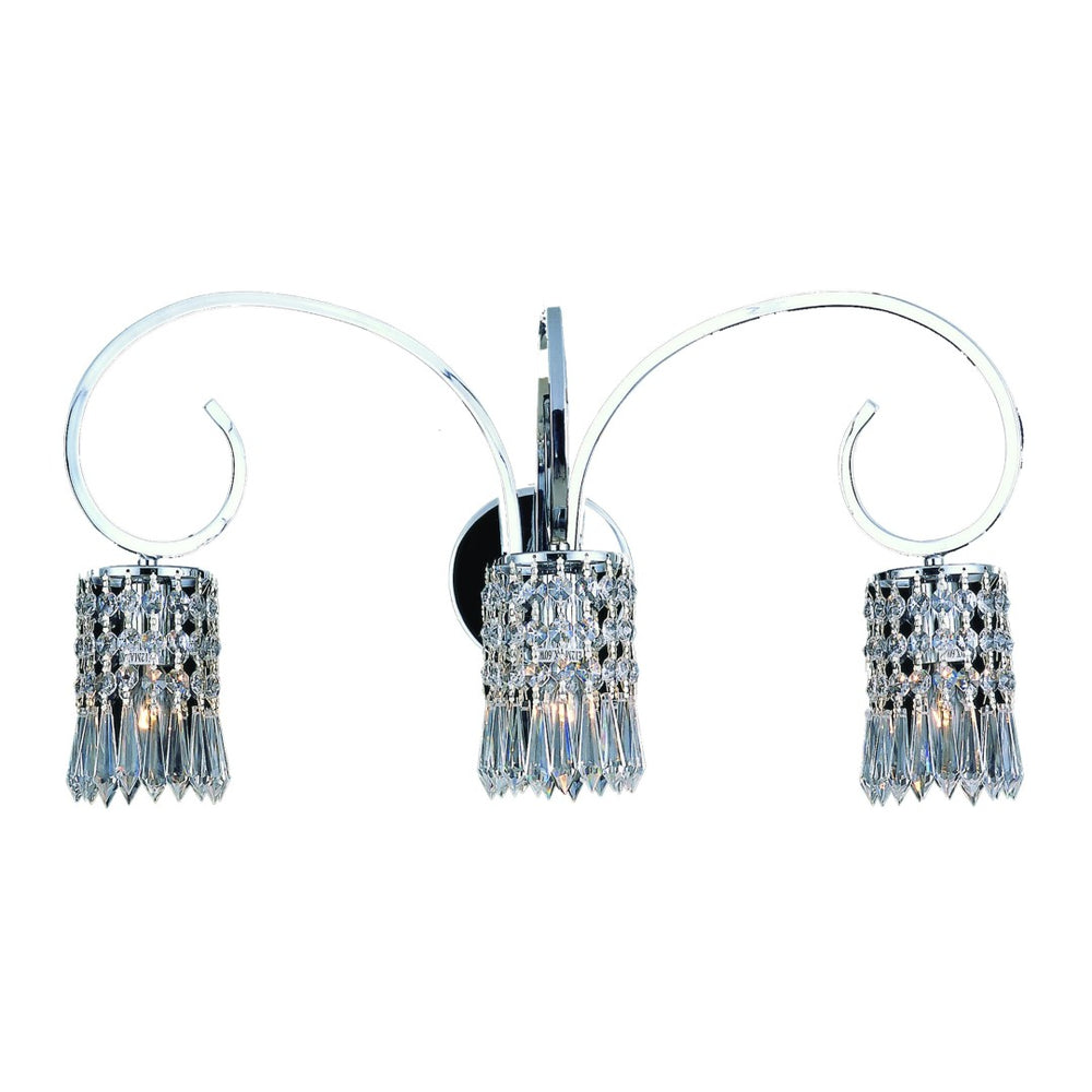Atlas Optix Elegant 3-Light Vanity Fixture with Crystal Accents for Modern Bathroom Illumination and Style Polished Chrome 23'' WL11386-CH