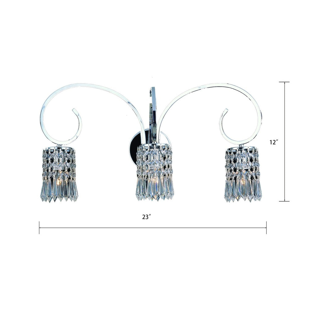 Atlas Optix Elegant 3-Light Vanity Fixture with Crystal Accents for Modern Bathroom Illumination and Style Polished Chrome 23'' WL11386-CH