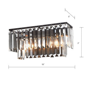 Atlas Palacial 2-Light Vanity Light Fixture - Elegant Crystal Accents for Luxurious Bathroom Illumination Oil Rubbed Bronze 15'' WL11388-BZ