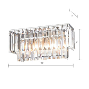 Atlas Palacial 2-Light Vanity Light Fixture - Elegant Crystal Accents for Luxurious Bathroom Illumination Polished Chrome 15'' WL11388-CH