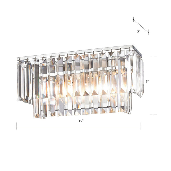 Atlas Palacial 2-Light Vanity Light Fixture - Elegant Crystal Accents for Luxurious Bathroom Illumination Polished Chrome 15'' WL11388-CH