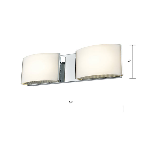 Atlas Pandora 16" Wide 2-Light Vanity Light - Modern Opal Glass Shades for Elegant Bathroom Illumination Chrome WL11389-CH