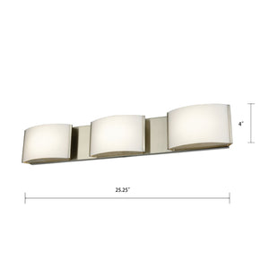 Atlas Pandora 16" Wide 2-Light Vanity Light - Modern Opal Glass Shades for Elegant Bathroom Illumination Satin Nickel WL11391-NK