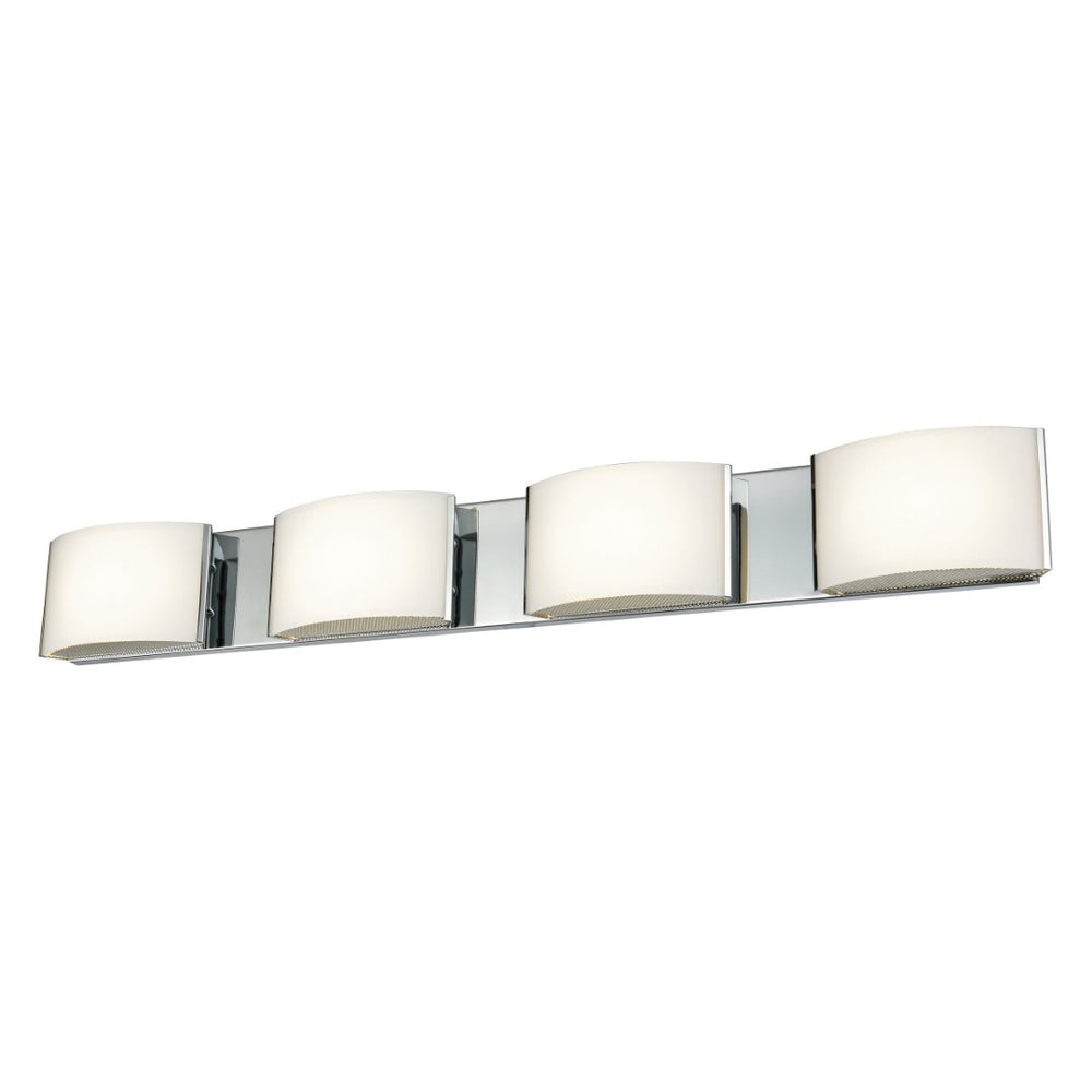 Atlas Pandora 34.5'' Wide 4-Light Vanity Light - Modern Chrome Design with Opal Glass Shades for Bathrooms WL11392-CH
