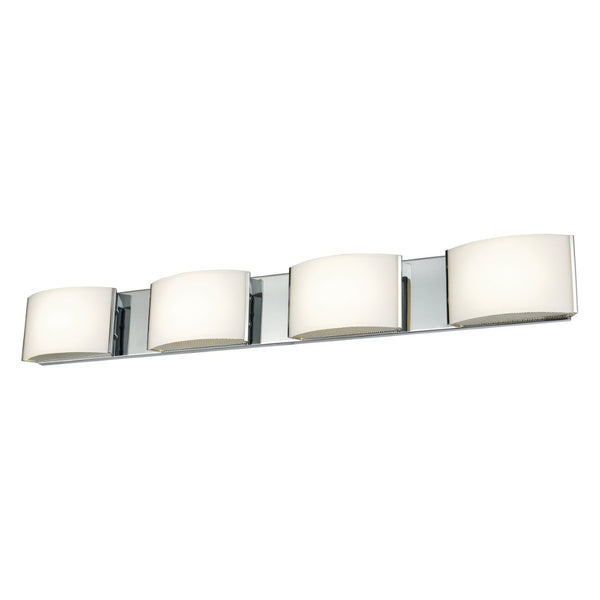 Atlas Pandora 34.5'' Wide 4-Light Vanity Light - Modern Chrome Design with Opal Glass Shades for Bathrooms WL11392-CH