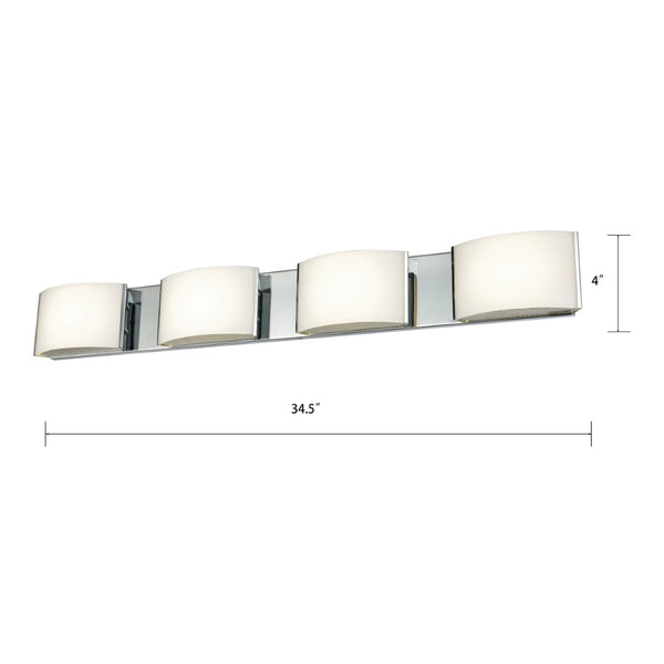 Atlas Pandora 34.5'' Wide 4-Light Vanity Light - Modern Chrome Design with Opal Glass Shades for Bathrooms WL11392-CH