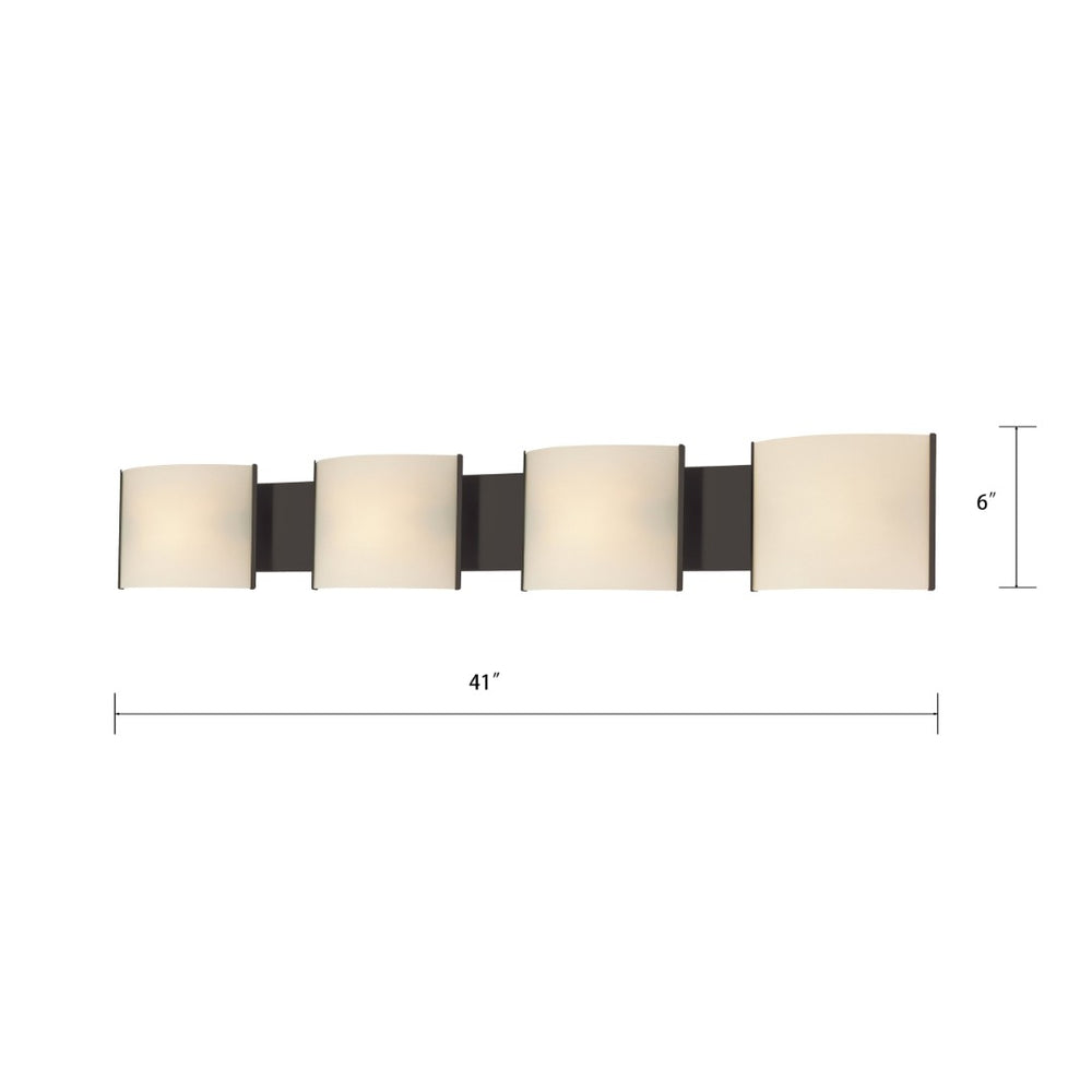 Atlas Pannelli 41" Wide 4-Light Vanity Light Fixture - Modern Oil Rubbed Bronze with Arching Glass Shades WL11393-BZ1