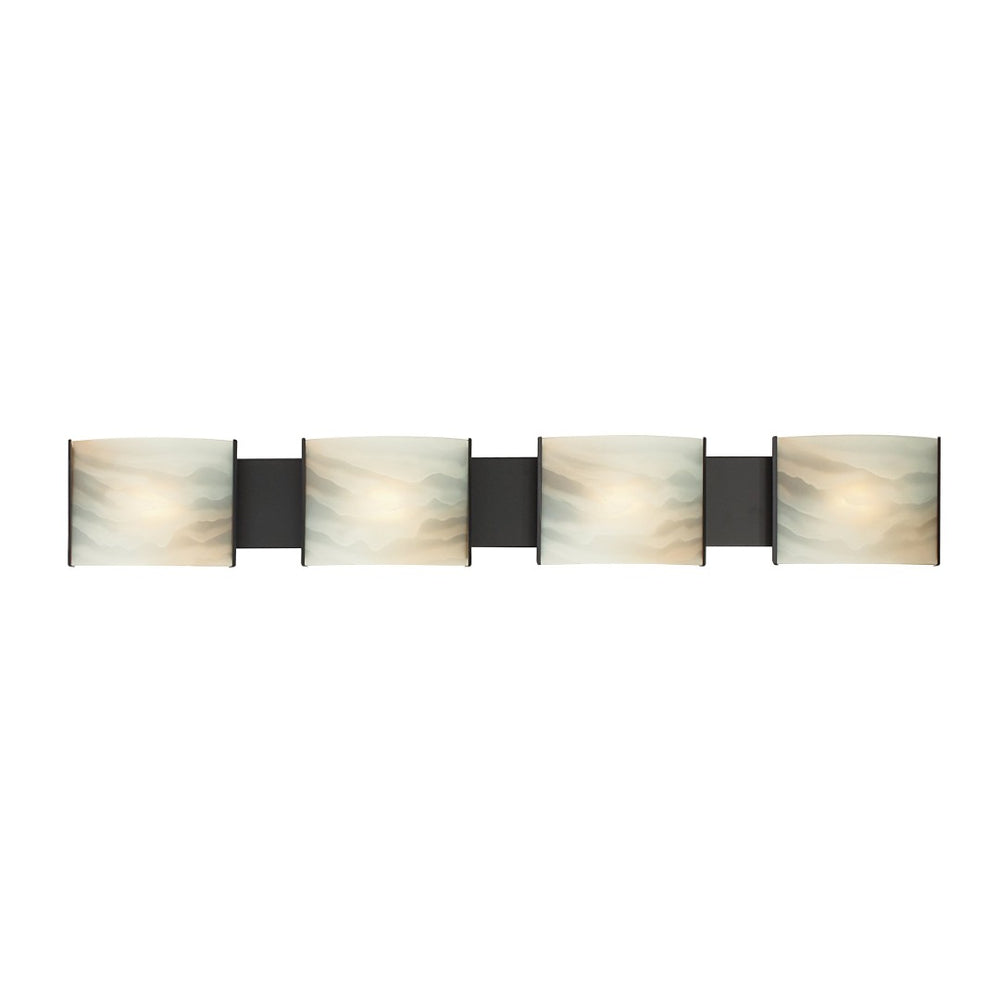 Atlas Pannelli 41" Wide 4-Light Vanity Fixture - Elegant Oil Rubbed Bronze with Arching Glass Shades WL11393-BZ2