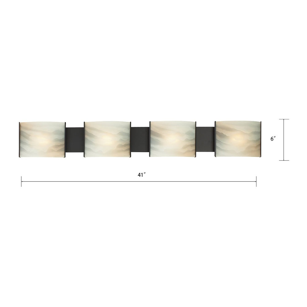Atlas Pannelli 41" Wide 4-Light Vanity Fixture - Elegant Oil Rubbed Bronze with Arching Glass Shades WL11393-BZ2