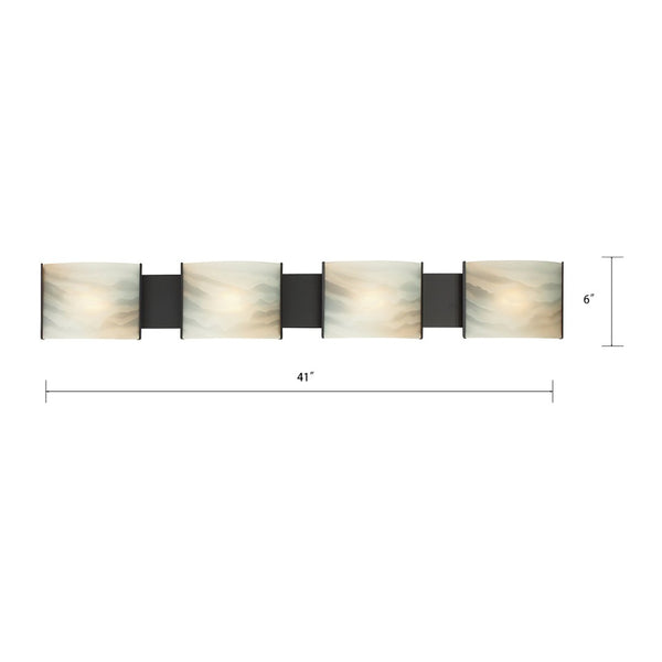 Atlas Pannelli 41" Wide 4-Light Vanity Fixture - Elegant Oil Rubbed Bronze with Arching Glass Shades WL11393-BZ2