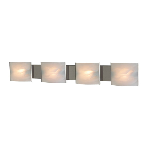 Atlas Pannelli 4-Light Vanity Fixture - Elegant Glass Shades in Durable Brushed Metal for Modern Spaces Stainless Steel 41'' WL11393-SV