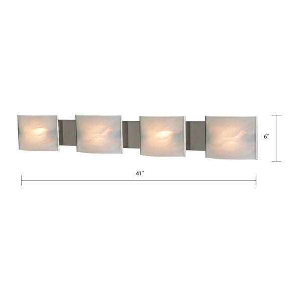 Atlas Pannelli 4-Light Vanity Fixture - Elegant Glass Shades in Durable Brushed Metal for Modern Spaces Stainless Steel 41'' WL11393-SV
