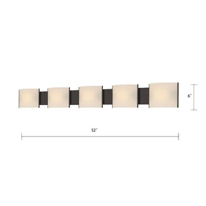 Atlas Pannelli 4-Light Vanity Fixture - Elegant Glass Shades in Durable Brushed Metal for Modern Spaces Oil Rubbed Bronze 52'' WL11394-BZ