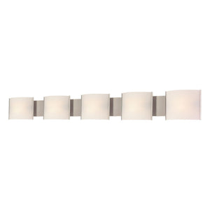 Atlas Pannelli 4-Light Vanity Fixture - Elegant Glass Shades in Durable Brushed Metal for Modern Spaces Stainless Steel 52'' WL11394-SV