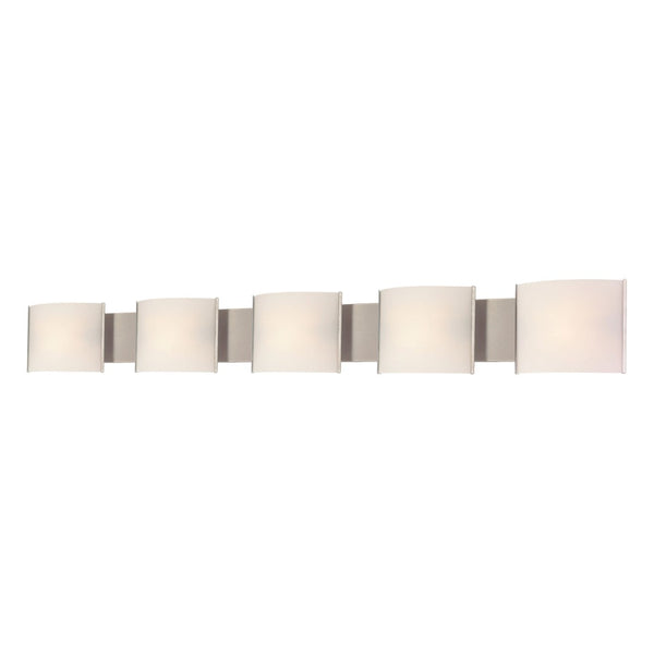 Atlas Pannelli 4-Light Vanity Fixture - Elegant Glass Shades in Durable Brushed Metal for Modern Spaces Stainless Steel 52'' WL11394-SV