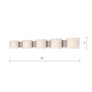 Atlas Pannelli 4-Light Vanity Fixture - Elegant Glass Shades in Durable Brushed Metal for Modern Spaces Stainless Steel 52'' WL11394-SV