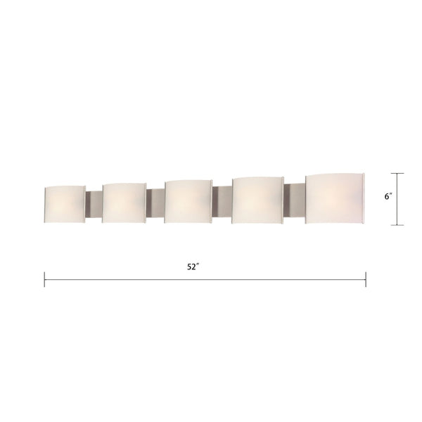 Atlas Pannelli 4-Light Vanity Fixture - Elegant Glass Shades in Durable Brushed Metal for Modern Spaces Stainless Steel 52'' WL11394-SV